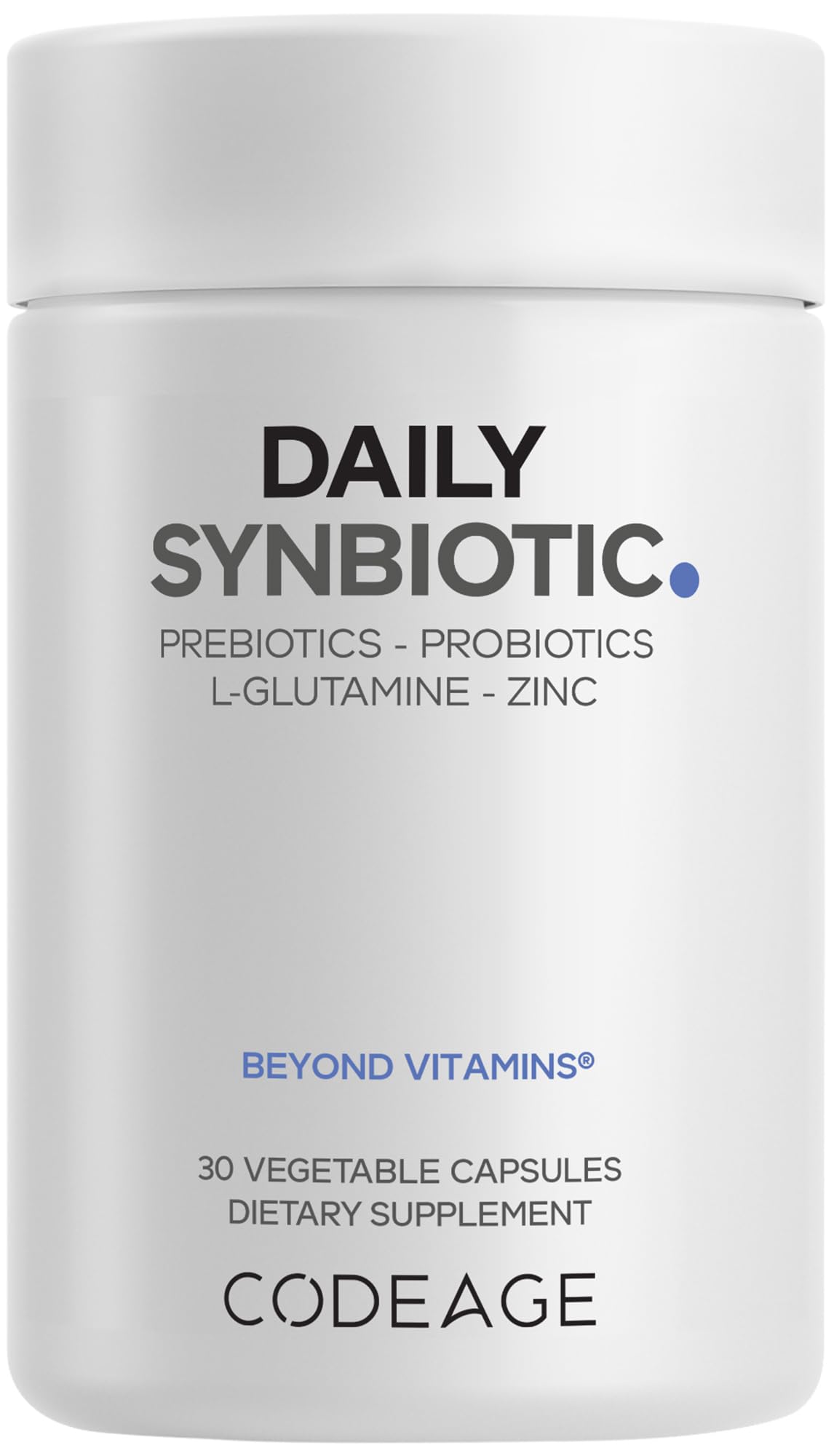 Codeage Daily Synbiotic Supplement - Prebiotics, Lactobacillus & Bifidobacterium Probiotics, L-Glutamine, Zinc L-Carnosine, DGL, Synbiotic Probiotic, BioPerine - Shelf-Stable - 30 Capsules Codeage buy supplements canada