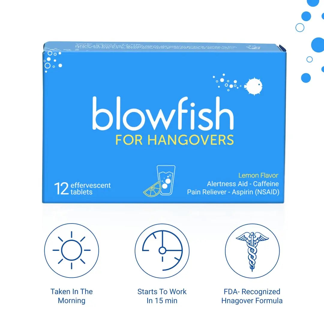 Blowfish for Hangovers - Fast Hangover Relief in 15 Minutes | FDA-Recognized Formulation | Headache Relief, Energy, and Hydration in One Step Blowfish buy supplements canada