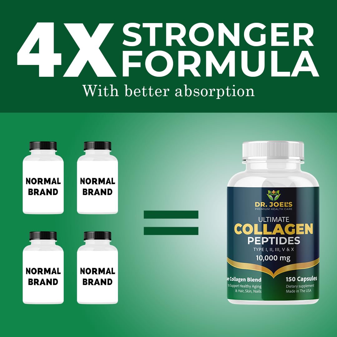 Dr. JOEL'S Multi Collagen Complex for Women and Men - Collagen Peptides Capsules with Biotin - Ultimate Collagen Pills 150 - Type I, II, III, V & X - Made in The USA Dr. JOEL'S buy supplements canada