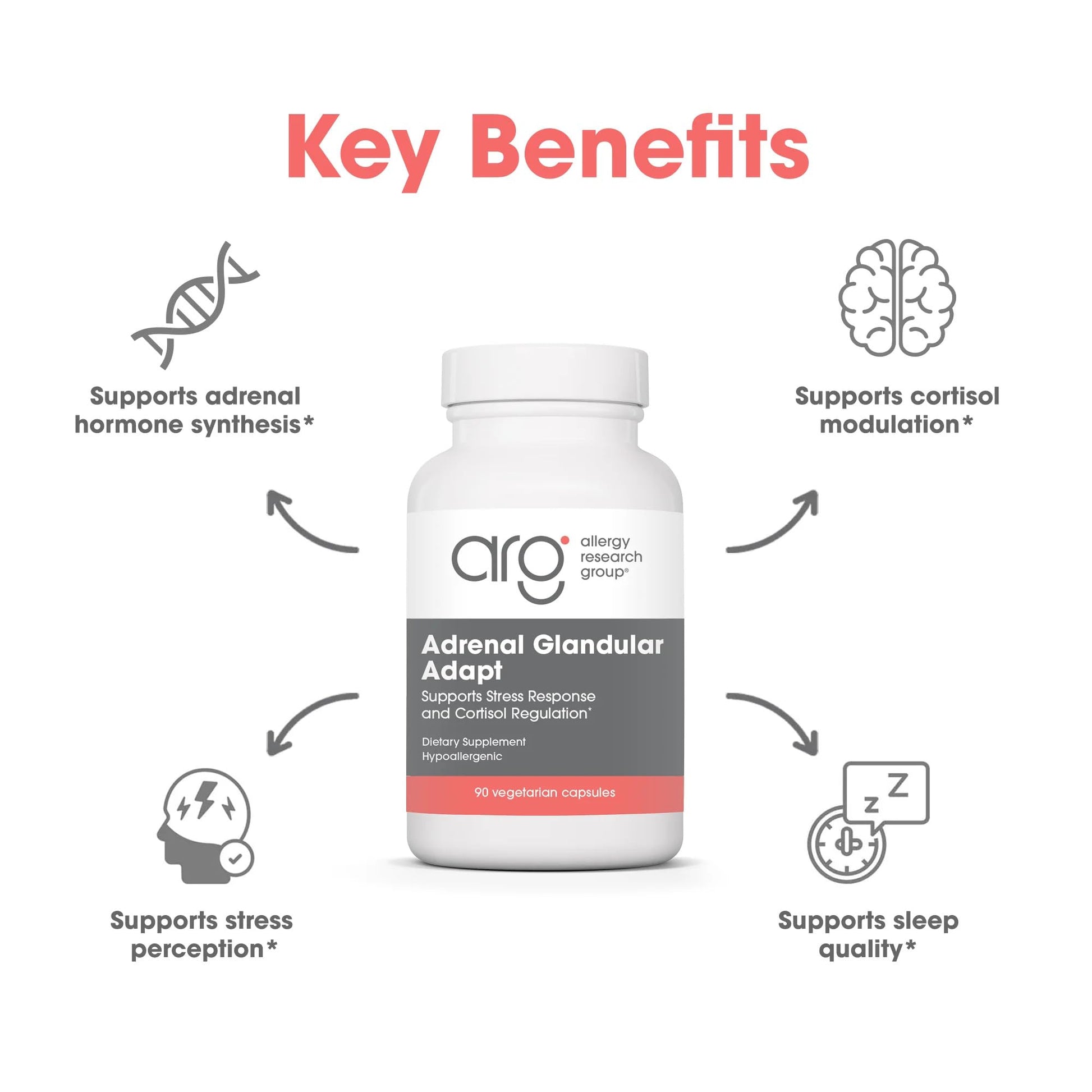 Allergy Research Group - Adrenal Glandular Adapt - Supports Healthy Stress Response and Cortisol Regulation - Hypoallergenic - 90 Vegetarian Capsules Allergy Research Group buy supplements canada