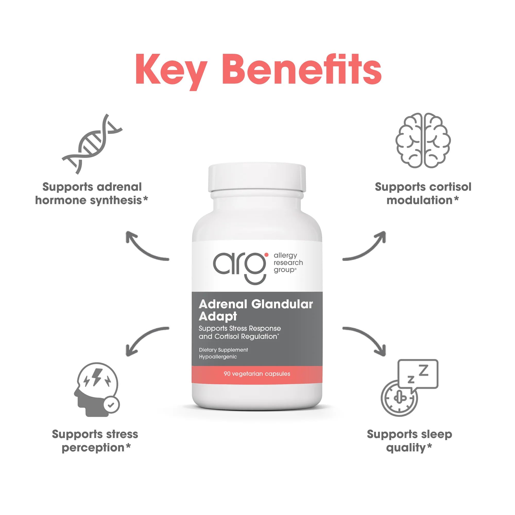 Allergy Research Group - Adrenal Glandular Adapt - Supports Healthy Stress Response and Cortisol Regulation - Hypoallergenic - 90 Vegetarian Capsules Allergy Research Group buy supplements canada