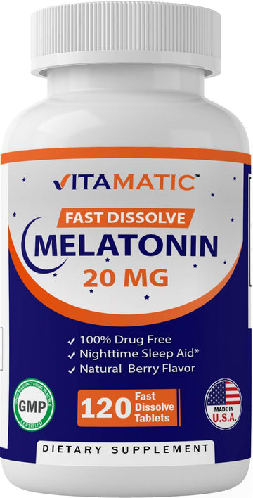 Vitamatic Melatonin 20mg Tablets | Vegetarian, Non-GMO, Gluten Free Vitamatic buy supplements canada