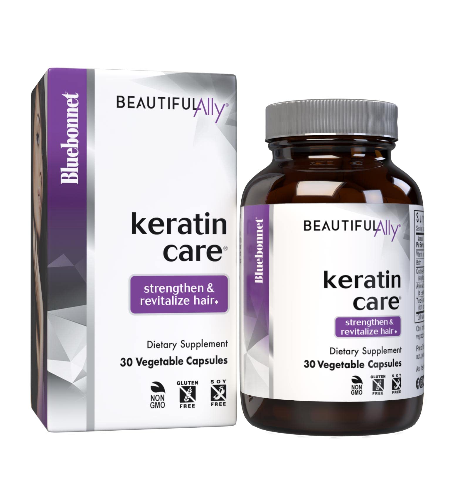 Bluebonnet Nutrition Beautiful Ally Keratin Care, Beauty Nutrient, Best for Hair, Strengthen and Revitalize Hair*, Non GMO, Gluten Free, Soy Free, Milk Free, 30 Vegetable Capsules, 30 Servings BlueBonnet buy supplements canada
