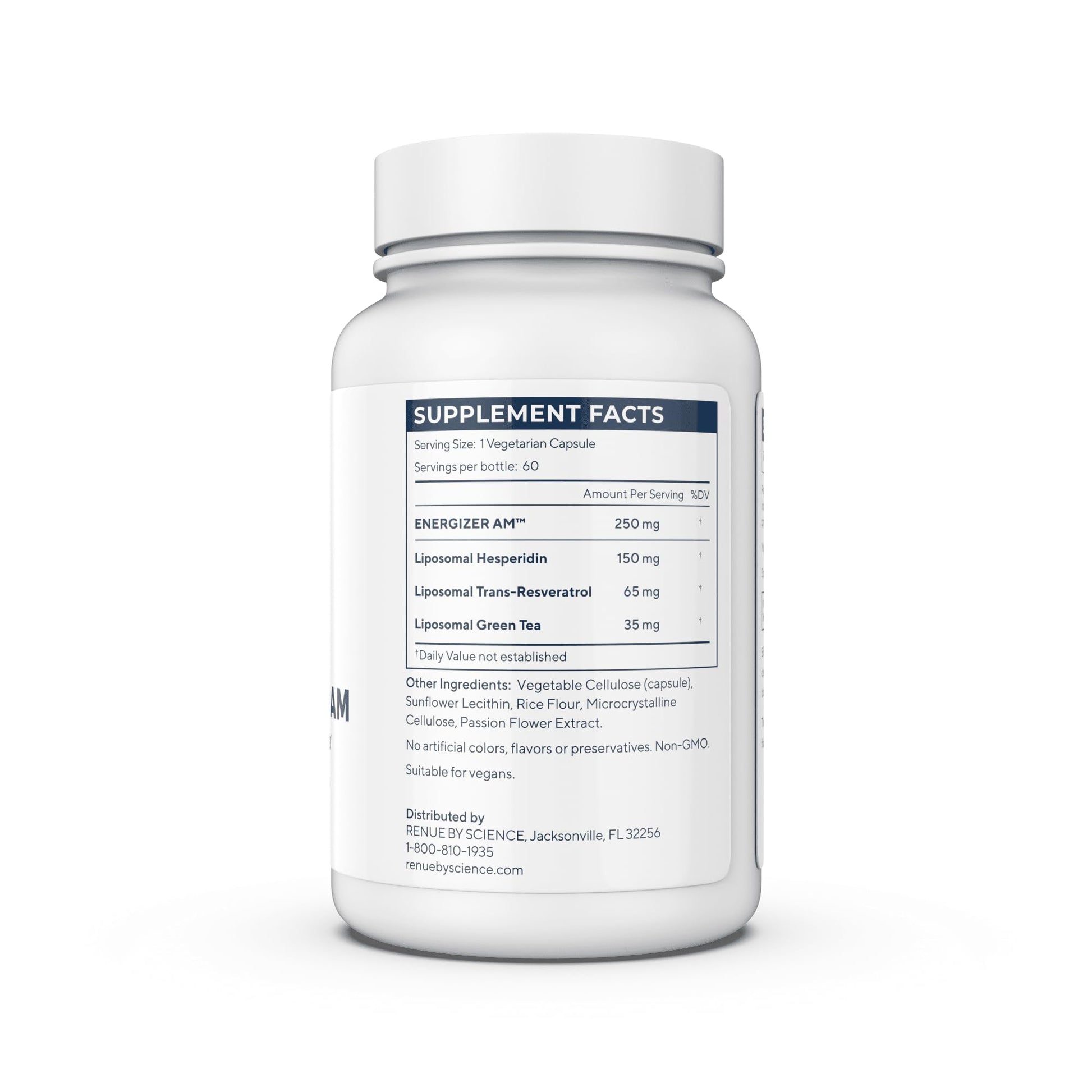 Renue By Science Energizer AM | Liposomal Resveratrol Hesperidin & Green Tea Supplement | 60 Capsules with Trans Resveratrol (65mg) Hesperidin (150mg) Green Tea Extract (35mg) - Non-GMO | Made in USA Renue By Science buy supplements canada