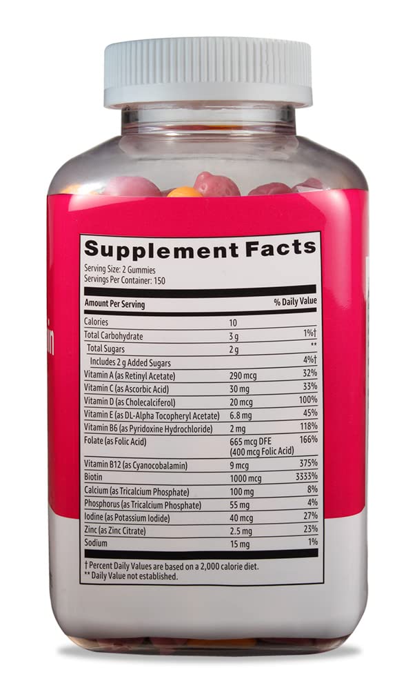 Amazon Basics Women's Multivitamin, Mixed Berry Flavor, Vegetarian & Gluten-Free, 300 Gummies Amazon Basics buy supplements canada