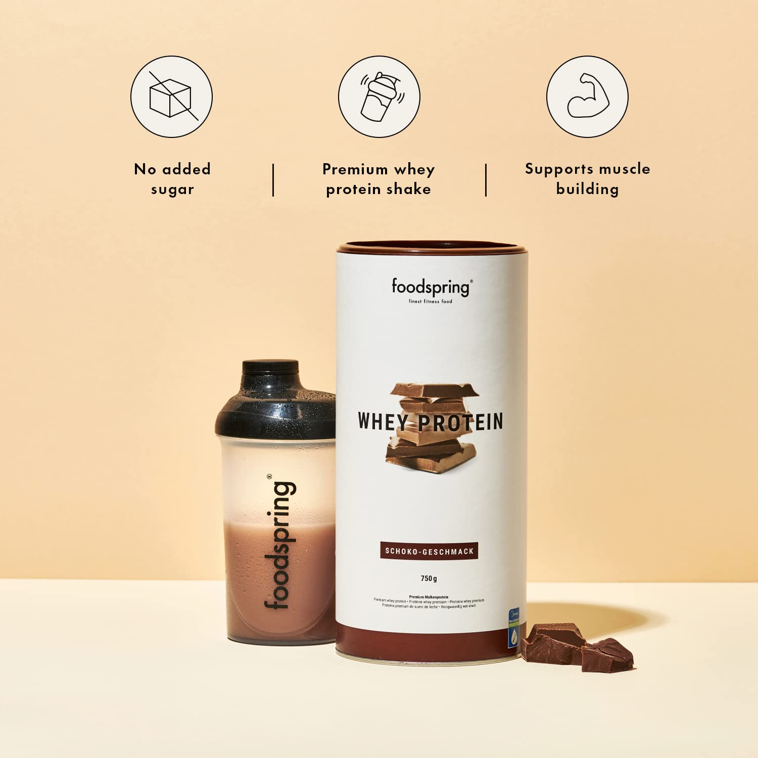 foodspring Whey Protein Powder Chocolate – with 22g Protein for Muscle Building, Perfect Solubility foodspring buy supplements canada