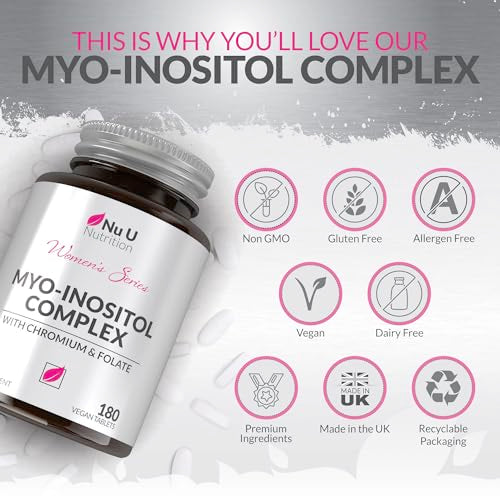 Myo-Inositol Complex 4000mg - 180 Vegan Tablets, 6 Weeks Supply - with 200ug Folate Nu U Nutrition buy supplements canada