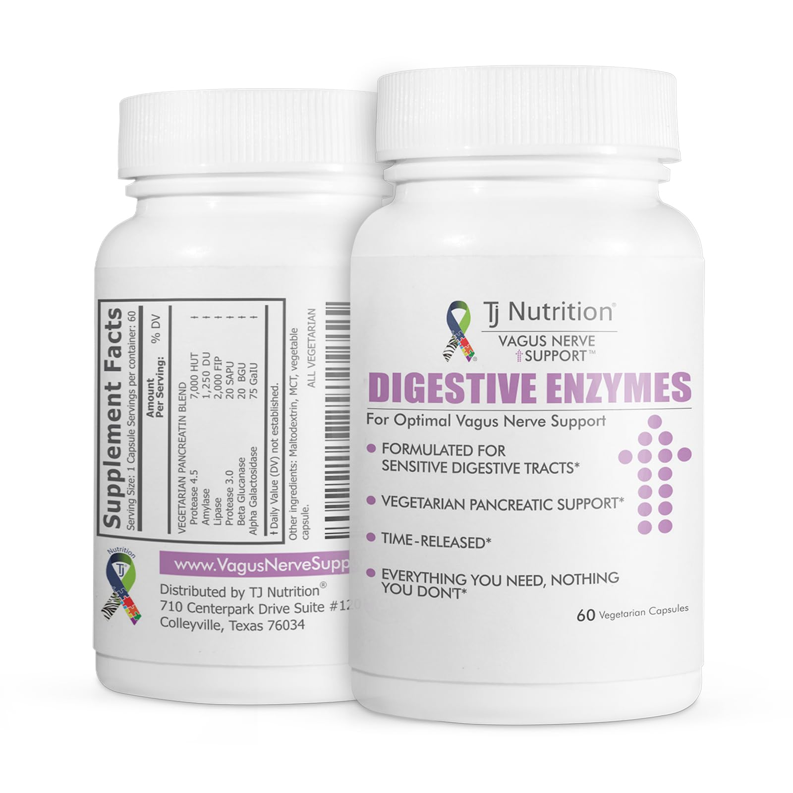 TJ Nutrition Digestive Enzymes for Sensitive Stomachs - Supports Vagus Nerve, Vegetarian Pancreatic Support, Timed Release Formula for Optimal Gut Health, Enhances Food Digestion & Gut Flora TJ Nutrition buy supplements canada