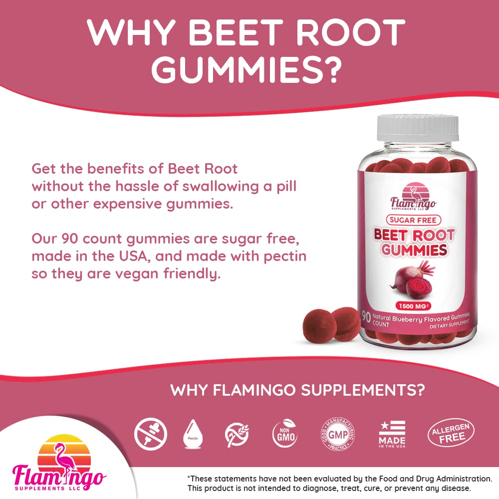 Sugar Free Nitric Oxide Beet Root Gummies (1500 mg)- Beet Root Chewables for Athletic Flamingo Supplements buy supplements canada