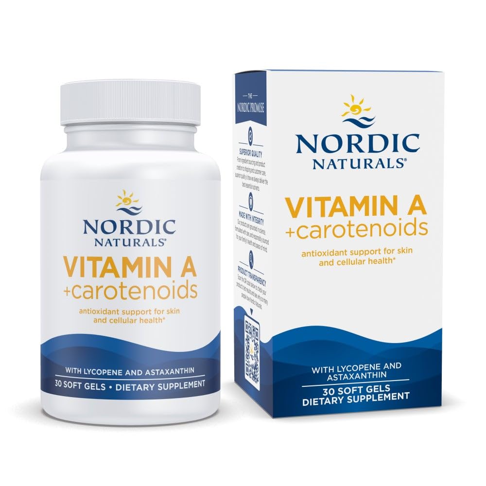 Nordic Naturals Vitamin A + Carotenoids, Unflavored - 30 Soft Gels - Lycopene & Astaxanthin - Supports Skin, Cellular Health - Non-GMO - 30 Servings Nordic Naturals buy supplements canada