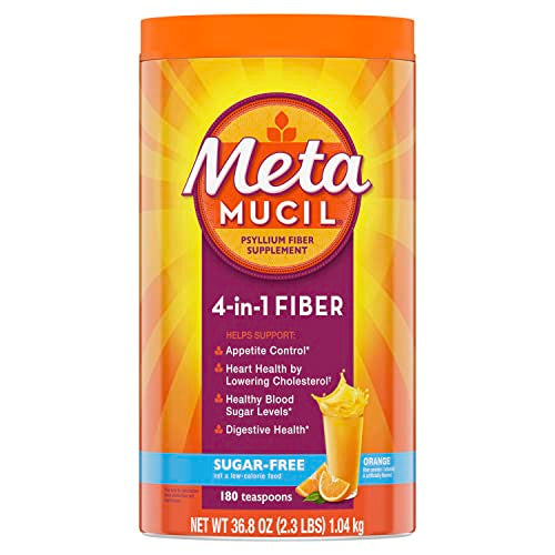 Metamucil 4-in-1 Psyllium Husk Friendly Fiber Supplement, Sugar-Free, 180 teaspoons, Orange Flavored, Daily Fiber Powder for Digestive Health Metamucil buy supplements canada