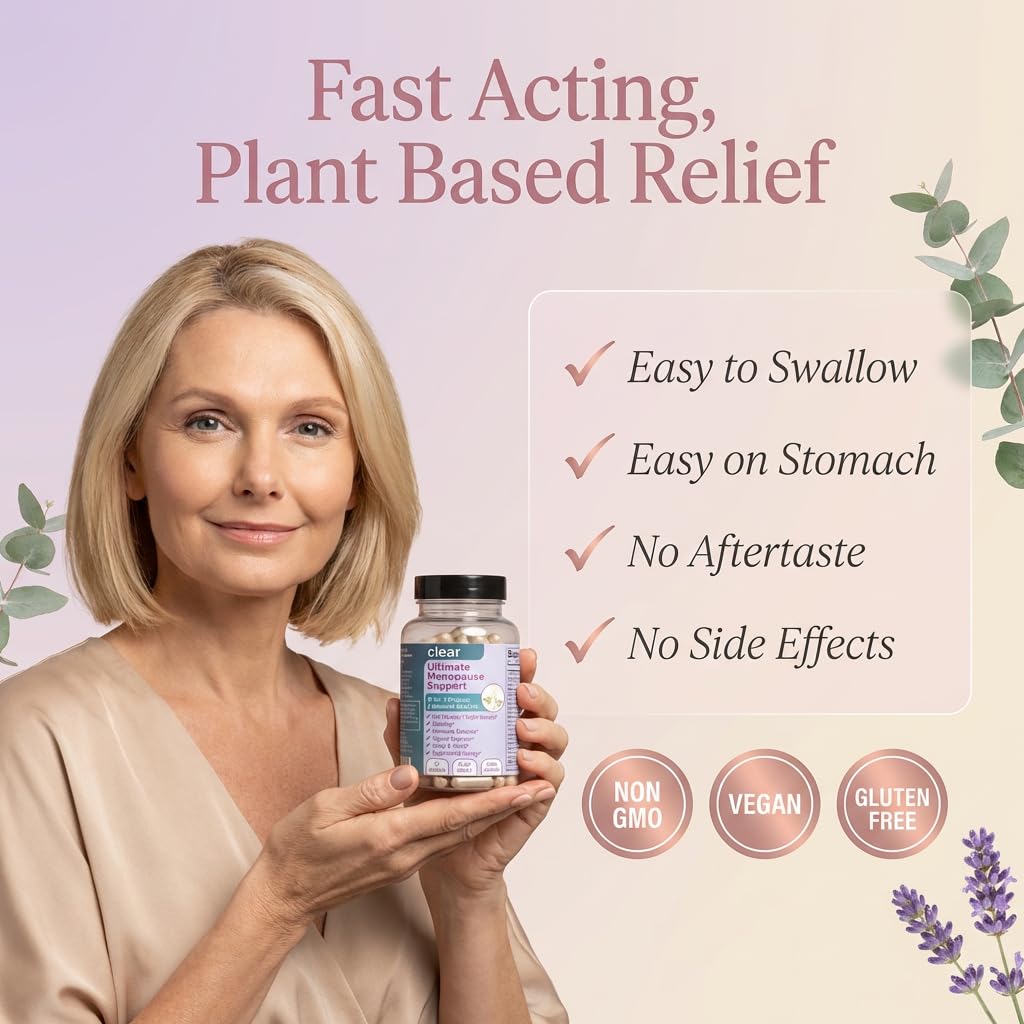 Clear Menopause Support for Women | 25-in-1 Formula with Black Cohosh, Dong Quai, Pre & Probiotics | Hot Flashes, Night Sweats, Mood, Sleep & Digestion | Hormone-Free | Made in USA | 60 Capsules Clear Probiotics buy supplements canada