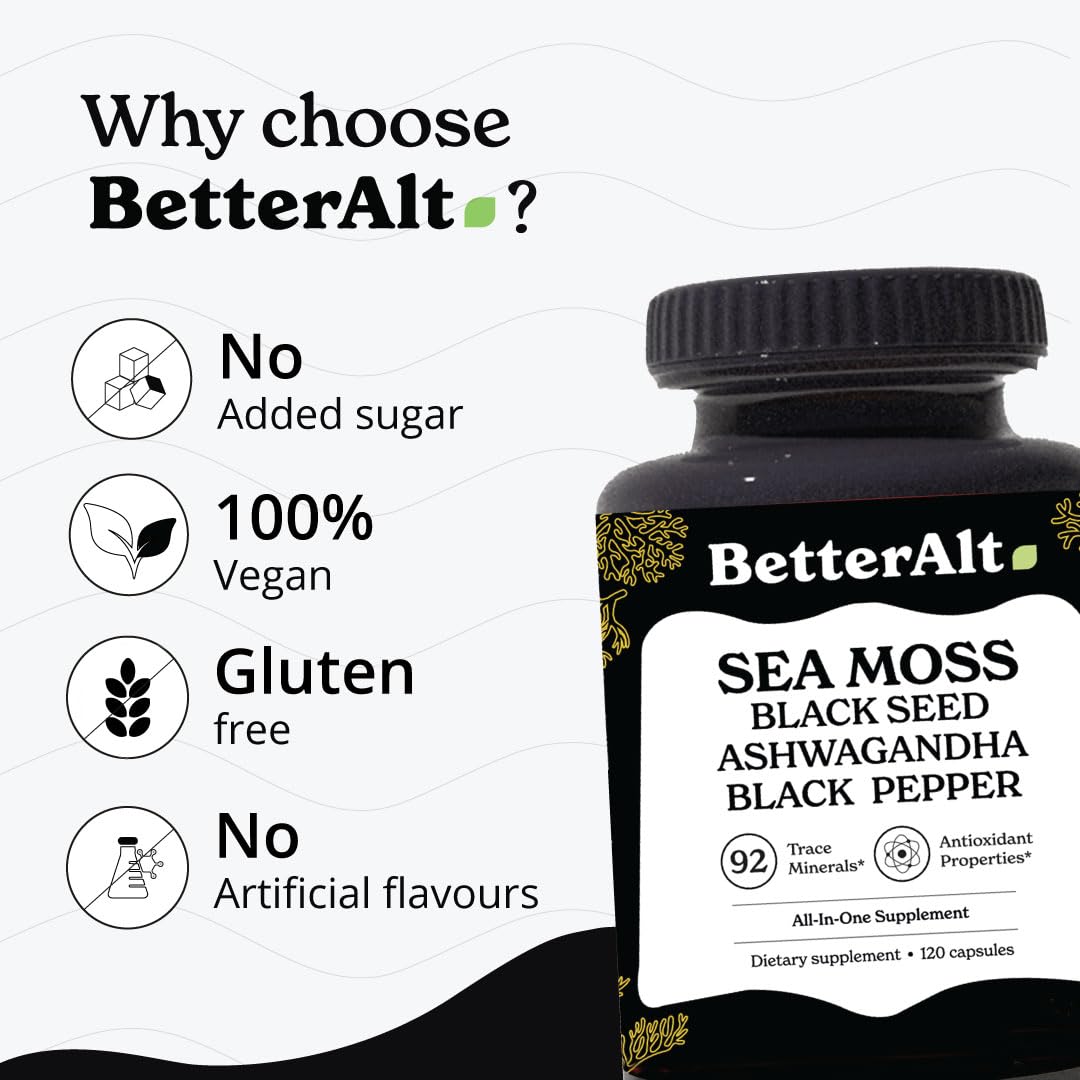 Better Alt Sea Moss Capsules- Irish Sea Moss with Black Seed Oil, Ashwagandha & Black Better Alt buy supplements canada