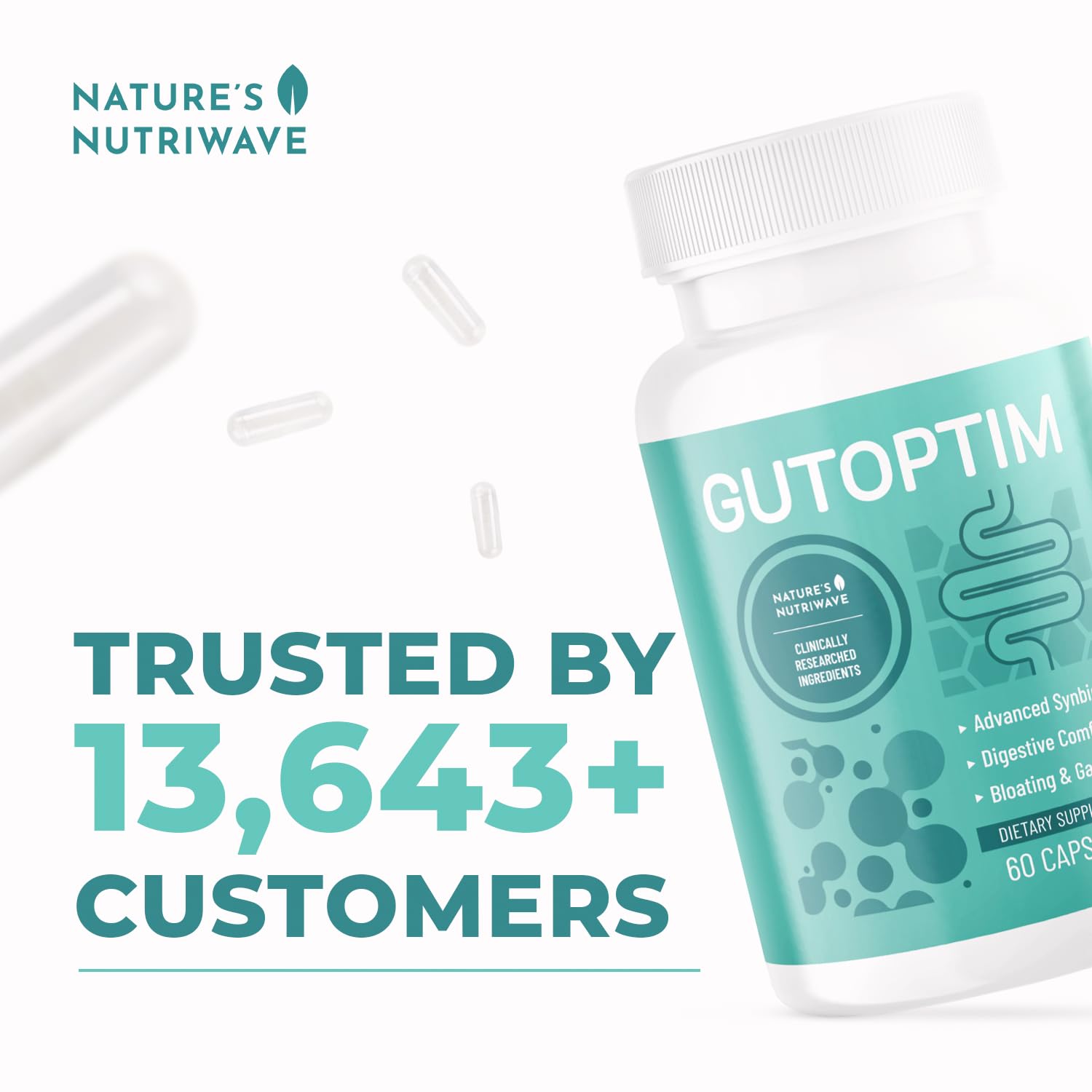 GutOptim Probiotic & Prebiotic Capsules | Pre and Probiotics for Synbiotic Gut Health & Bloating Relief for Women & Men | Enzyme with Probiotics for Digestive Health | Non-GMO, 60 Ct, 3 Month Supply Nature’s NutriWave buy supplements canada