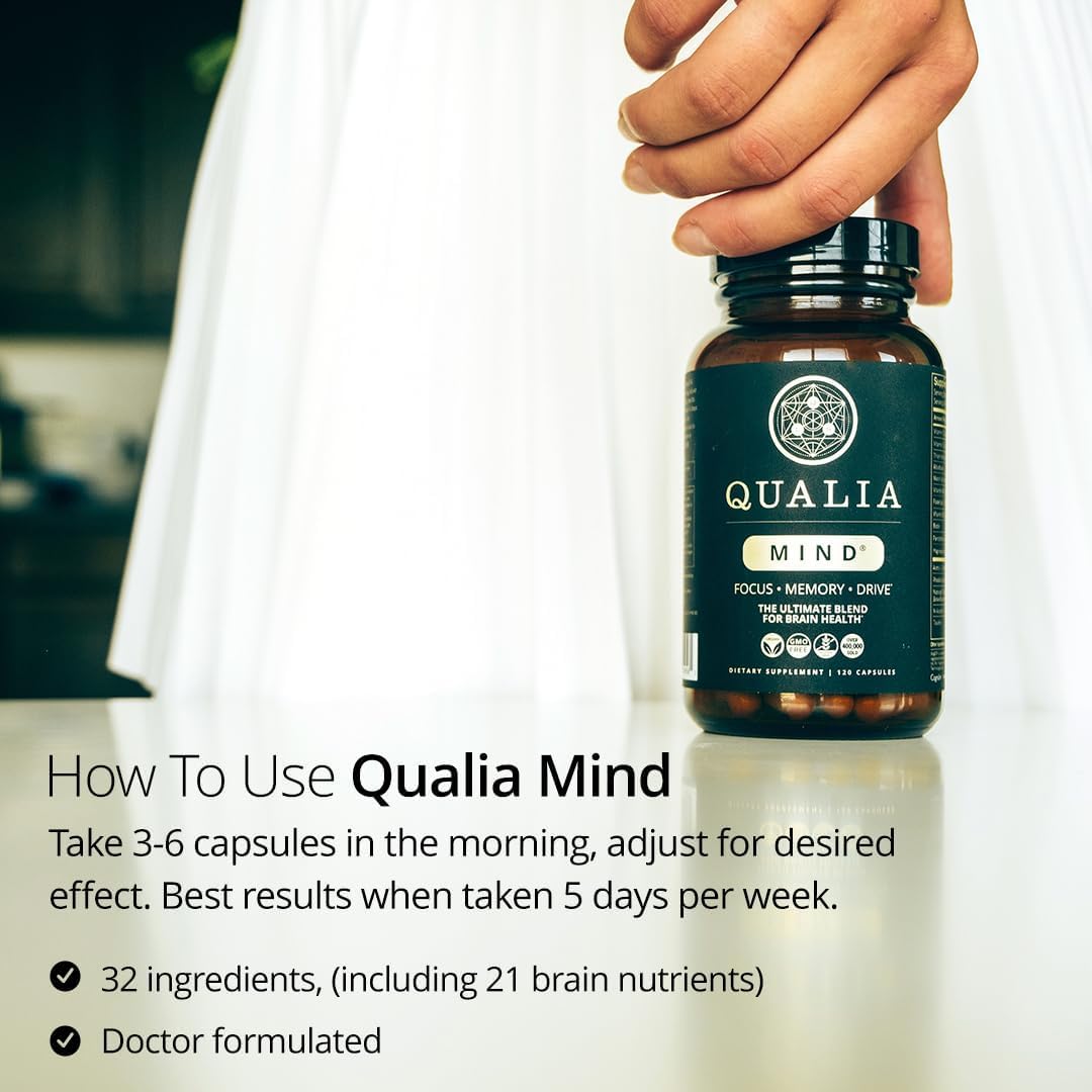 Qualia Mind — Beat Brain Fog | Doctor-Formulated Premium Brain Nourishment | Fuel Focus, Drive & Energy | 32 Ingredients Including Lion’s Mane, Cognizin™️, Ginkgo & More| 2 Week Supply* QUALIA LIFE SCIENCES buy supplements canada
