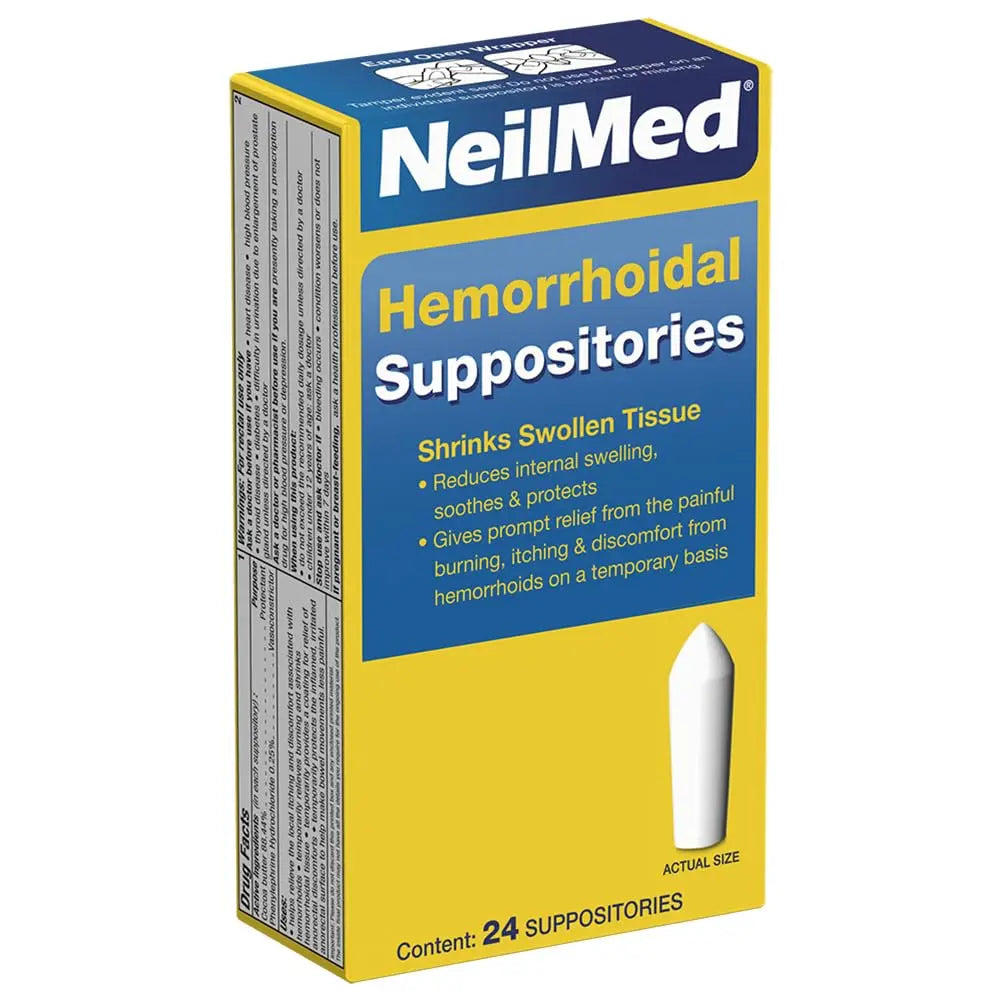 NeilMed Hemorrhoidal Suppositories, Shrinks Swollen Tissue, Relief from Burning, Itching and Discomfort of Hemorrhoids, 24 Count NeilMed buy supplements canada