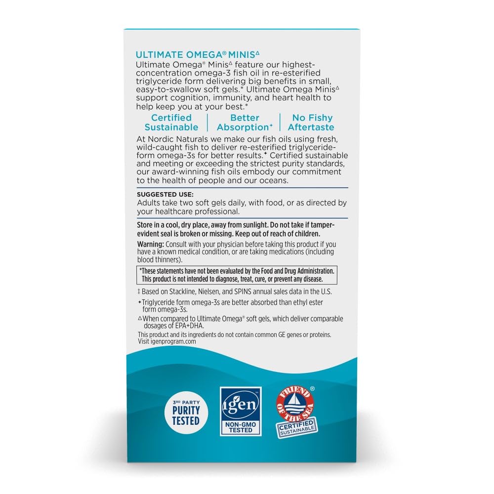 Nordic Naturals Ultimate Omega Minis, Strawberry Flavor - 60 Minis Soft Gels - 1120 mg Omega-3 - High-Potency Fish Oil Supplement - EPA & DHA - Promotes Brain & Heart Health - 30 Servings Nordic Naturals buy supplements canada