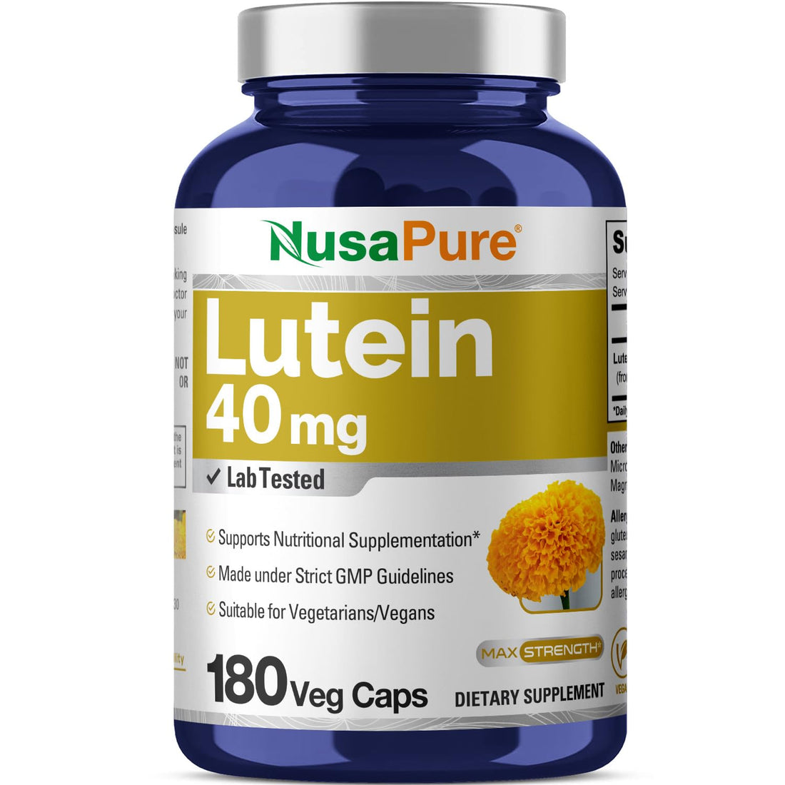 NusasPure Lutein - Suitable for Vegetarian/Vegan, Non - GMO - 40 mg - 180 Capsules NusaPure buy supplements canada