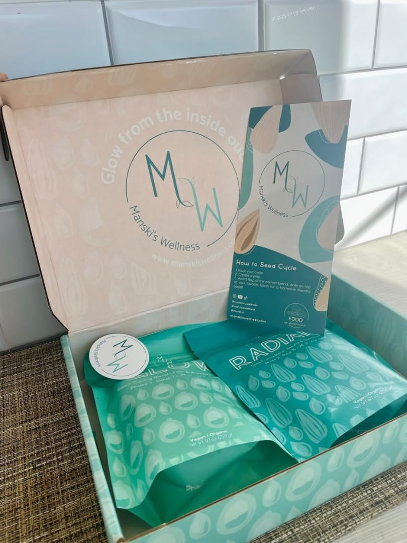 Manski's Wellness Glow & Radiant Seed Cycle Kit | PMS Support | Organic Seed Cycling | Natural Hormone Balance | Ease Cramps | Mitigate Cycle Symptoms | Vegan Supplement Manski's Wellness buy supplements canada