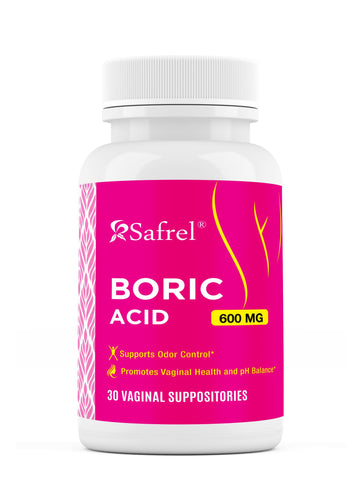 Safrel Boric Acid Vaginal Suppositories - 100% Pure Made in USA - Intimate Health Support, Vaginal Health and pH, Odor Control (30 Count) Safrel buy supplements canada