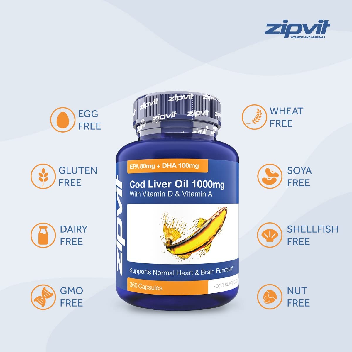 Cod Liver Oil 1000mg, 360 Capsules of High Strength Fish Oil, Rich in Omega 3. Supports Zipvit buy supplements canada