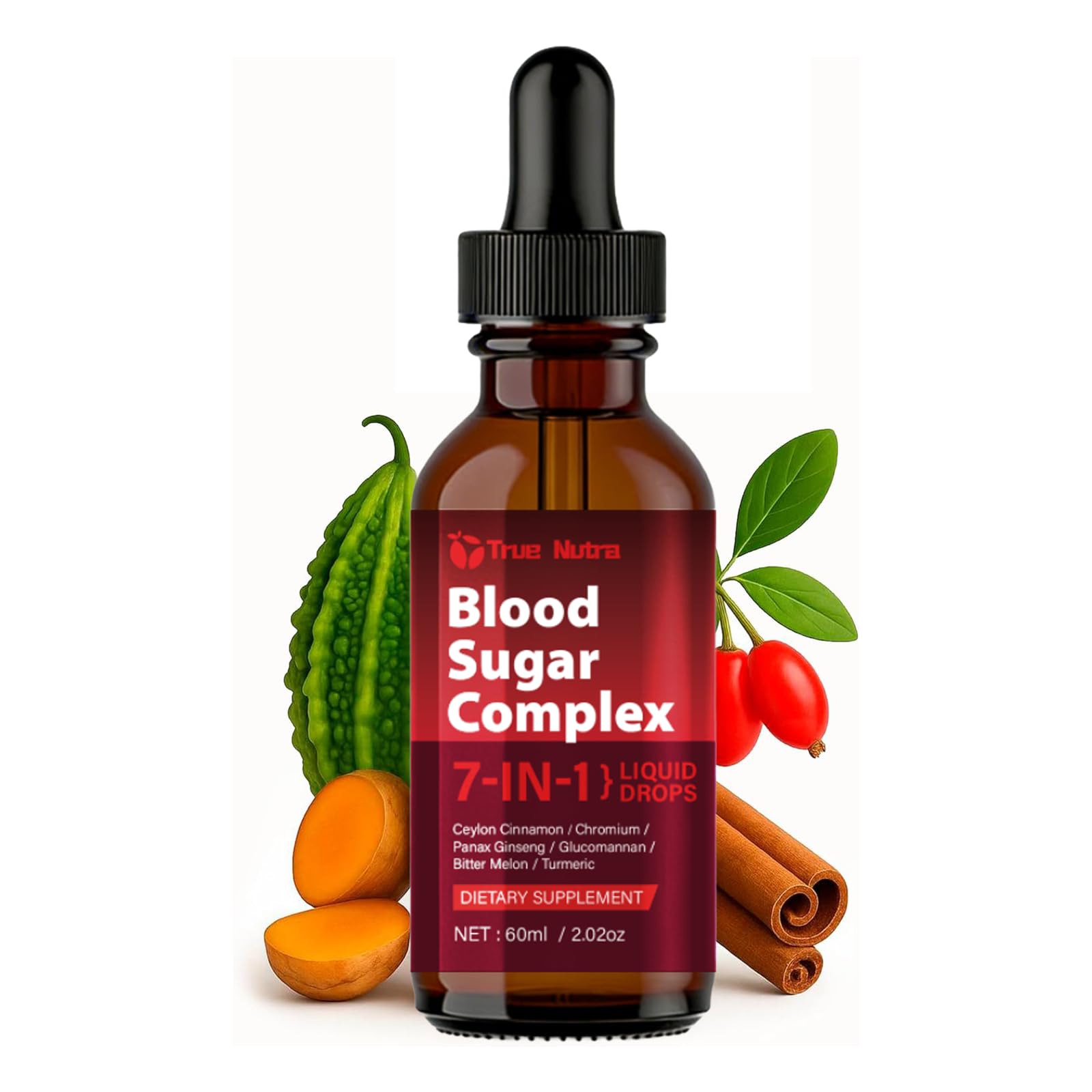 true nutra Blood Sugar Complex, 7-in-1 Formula Blood Sugar Support Supplement with Berberine, Ceylon Cinnamon, Chromium, Bitter Melon, Turmeric, Ginseng, Glucomannan (1PCS) true nutra buy supplements canada