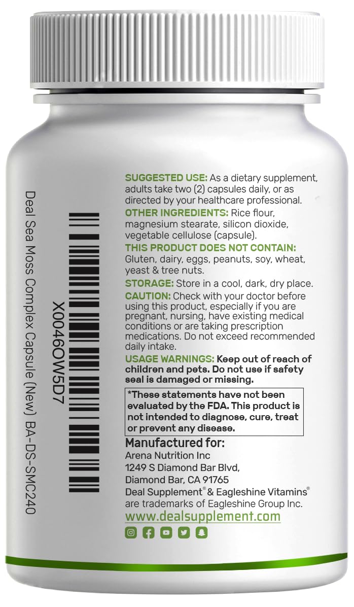 DEAL SUPPLEMENT Irish Sea Moss 240 Veggie Capsules – 14 Superfood Complex with Black Seed Oil, Ashwagandha, & Ginger DEAL SUPPLEMENT buy supplements canada
