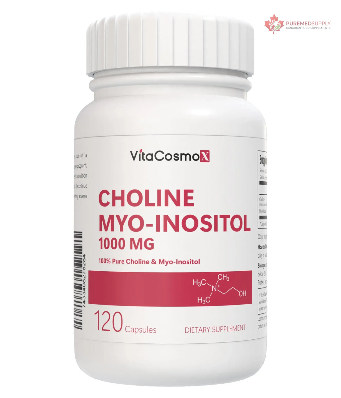 VitaCosmoX Choline and Myo-Inositol Supplement, 1000 mg Each, 120 Veggie Capsules 100% Vegetarian, Non-GMO & Gluten Free VitaCosmoX buy supplements canada