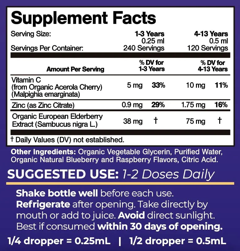 Tropical Oasis USDA Organic Liquid Vitamin Drops with Elderberry, Vitamin C and Zinc for Toddlers & Kids | Sugar Free | Vegan | Non-GMO | 2 Fl Oz Tropical Oasis buy supplements canada