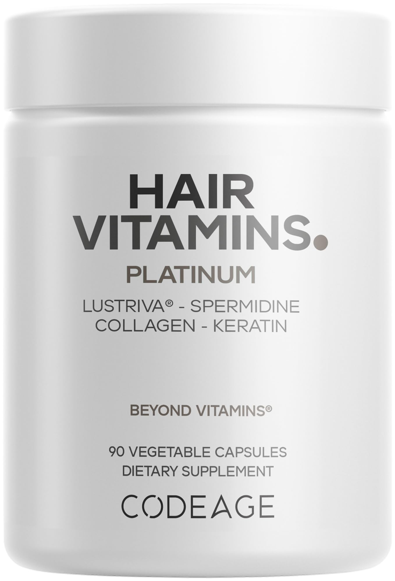 Codeage Hair Vitamins Platinum - Lustriva Hair Growth Support, Spermidine, AstraGin, Biotin, Keratin, Collagen, Enzymes, Omega-3, Multivitamins, Probiotics – Healthy Hair Supplement - 90 Capsules Codeage buy supplements canada