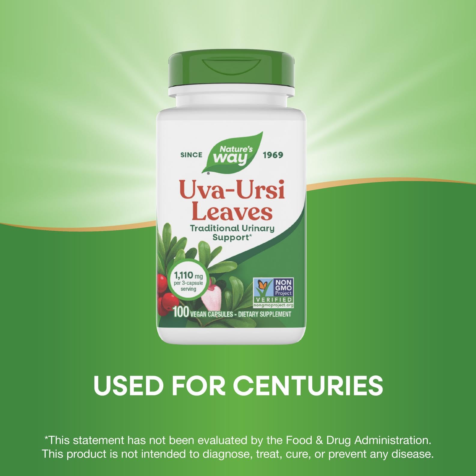 Nature's Way Uva Ursi Leaves, Traditional Urinary Support*, 1,110 mg per 3-Capsule Serving, Non-GMO Project Verified, Herbal Dietary Supplement, Gluten Free, 100 Vegan Capsules (Packaging May Vary) Nature's Way buy supplements canada