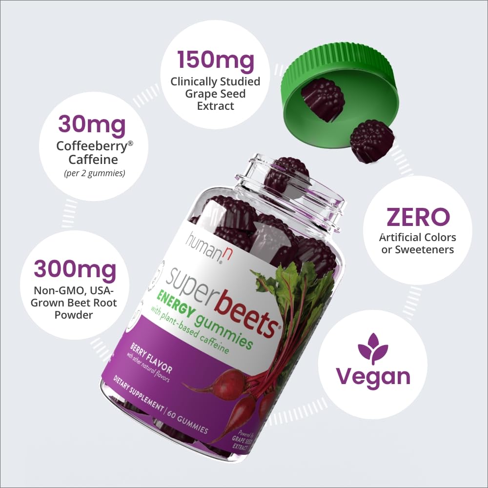 humanN SuperBeets Energy Gummies - Quick Energy & Mental Focus - Help Increase Nitric humanN buy supplements canada