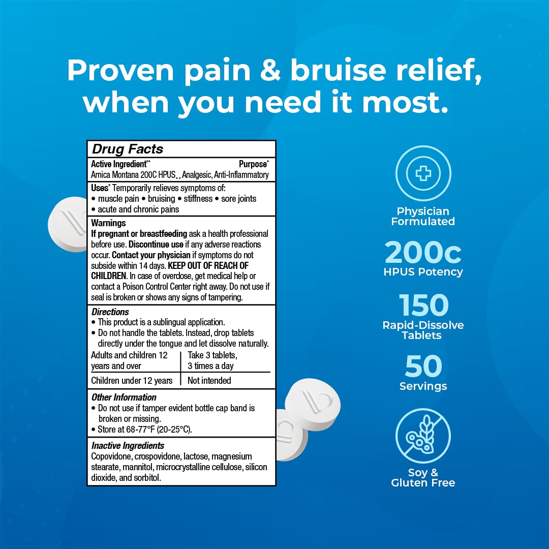 VitaMedica Arnica Montana 200C Rapid Dissolve Tablets for Natural Pain, Bruising, and Swelling Support - High Potency Homeopathic Medicine for Injury and Surgery Recovery - 150 Ct - 50 Servings VitaMedica buy supplements canada
