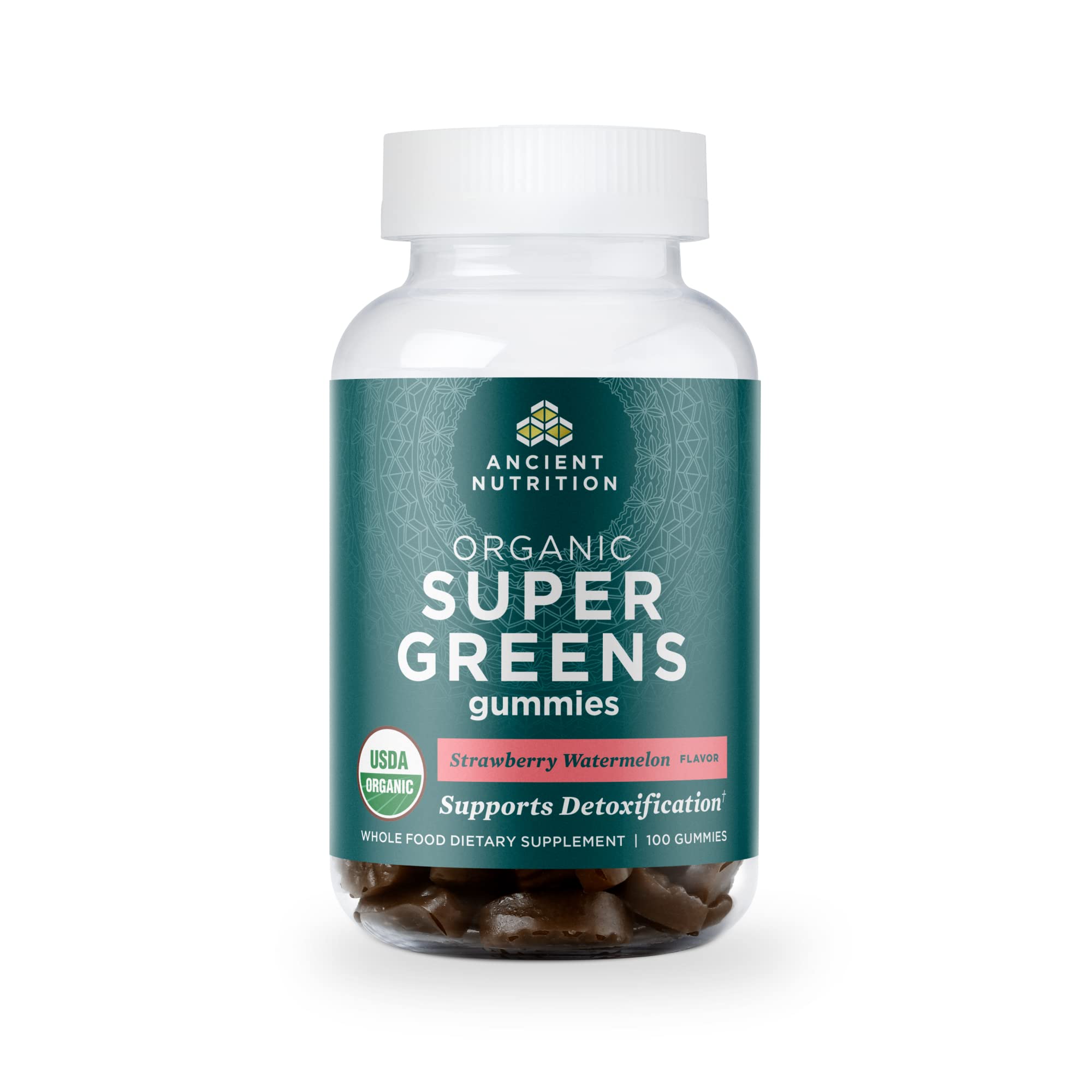 Ancient Nutrition Supergreens Gummy, Organic Superfood Gummy Made from Real Fruits, Vegetables and Herbs, for Digestive and Energy Support, 100 Count, Strawberry Watermelon Ancient Nutrition buy supplements canada