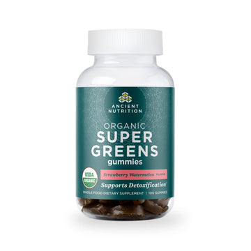Ancient Nutrition Supergreens Gummy, Organic Superfood Gummy Made from Real Fruits, Vegetables and Herbs, for Digestive and Energy Support, 100 Count, Strawberry Watermelon Ancient Nutrition buy supplements canada