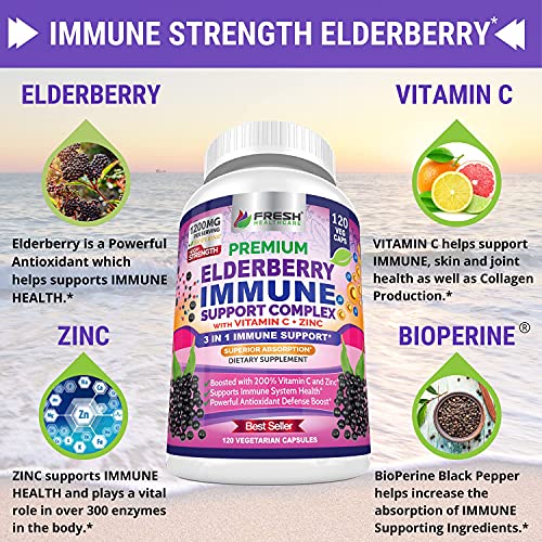 FRESH HEALTHCARE Elderberry Capsules - High Potency Black Elderberry with Zinc FRESH HEALTHCARE buy supplements canada