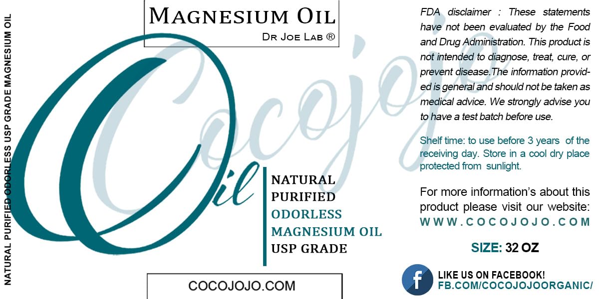 Dr Joe Lab Pure Magnesium Oil - Natural, USP Grade, Purified, Bulk - 32 oz - Bulk Economic Refill - for Body, Skin, Muscle, Joints, Arms, Legs, Calves, Massage, Deep Tissue by COCOJOJO Dr Joe Lab buy supplements canada
