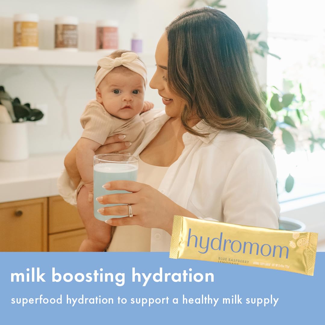 Boobie Hydromom Superfood Electrolyte Drink Mix, Blue Raspberry Lemonade | Refreshing Energy & Hydration Boost for Mamas | On-The-Go & Travel Essentials for Pregnancy, Boobie Brands buy supplements canada