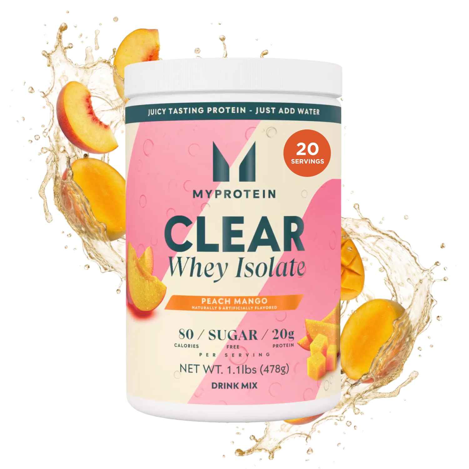Myprotein Clear Whey Isolate Protein Powder, 1.1 Lb (20 Servings) Peach Mango, 20g Protein per Serving, Naturally Flavored Drink Mix Myprotein buy supplements canada