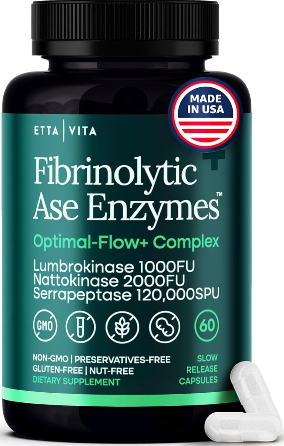 Potent Nattokinase 4000 FU Serrapeptase 240000 SPU Lumbrokinase 2000 FU Supplement - Proteolytic Enzymes Capsules for Energy Support, Digestion, Detox, Cognition & Gut Health for Men & Women Etta Vita buy supplements canada