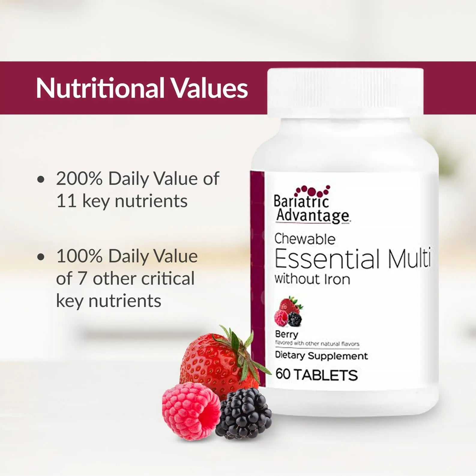 Bariatric Advantage Chewable Essential Multivitamin Without Iron - 200 DV of Key Nutrients - Trace Mineral Support Bariatric Advantage buy supplements canada