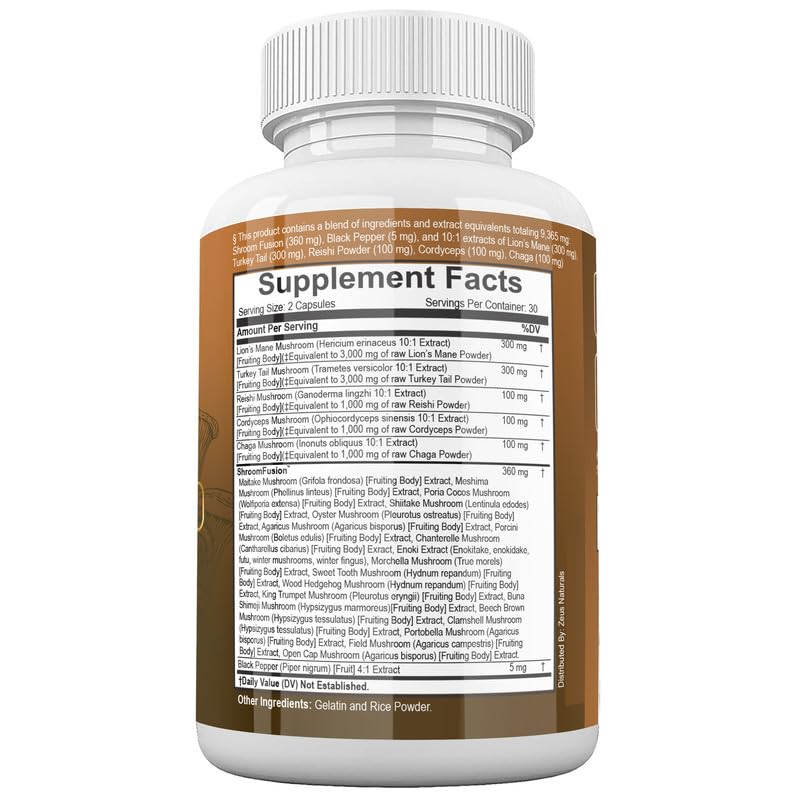 Zeus Naturals Lions Mane Capsules, Mushroom Supplement with Turkey Tail, Cordyceps Zeus Naturals buy supplements canada