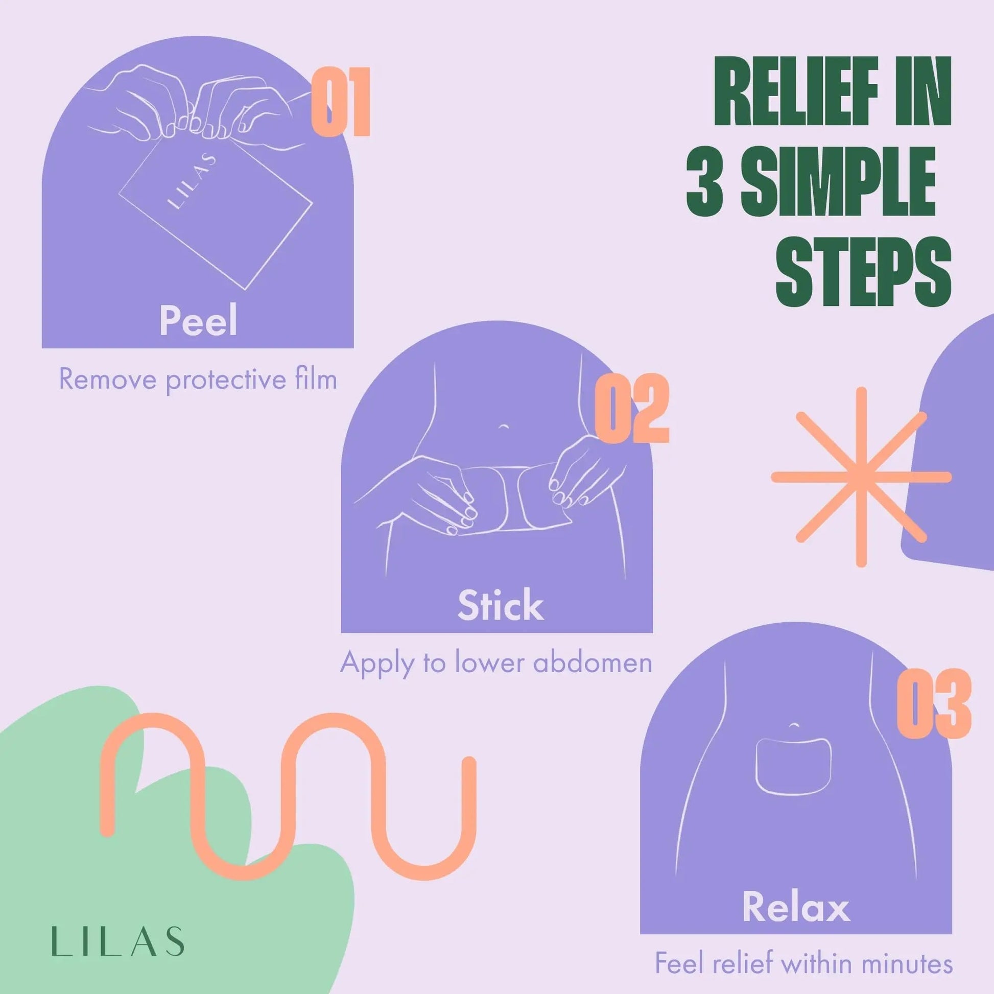 LILAS Period Cramps Pain Relief Patch, 10 Pack | Instant Relief for Menstrual Cramp, PMS, Endometriosis & PCOS | 12-Hour Comfort | Natural & Vegan Topical Patches | Trusted Formula & Upgraded Design LILAS buy supplements canada