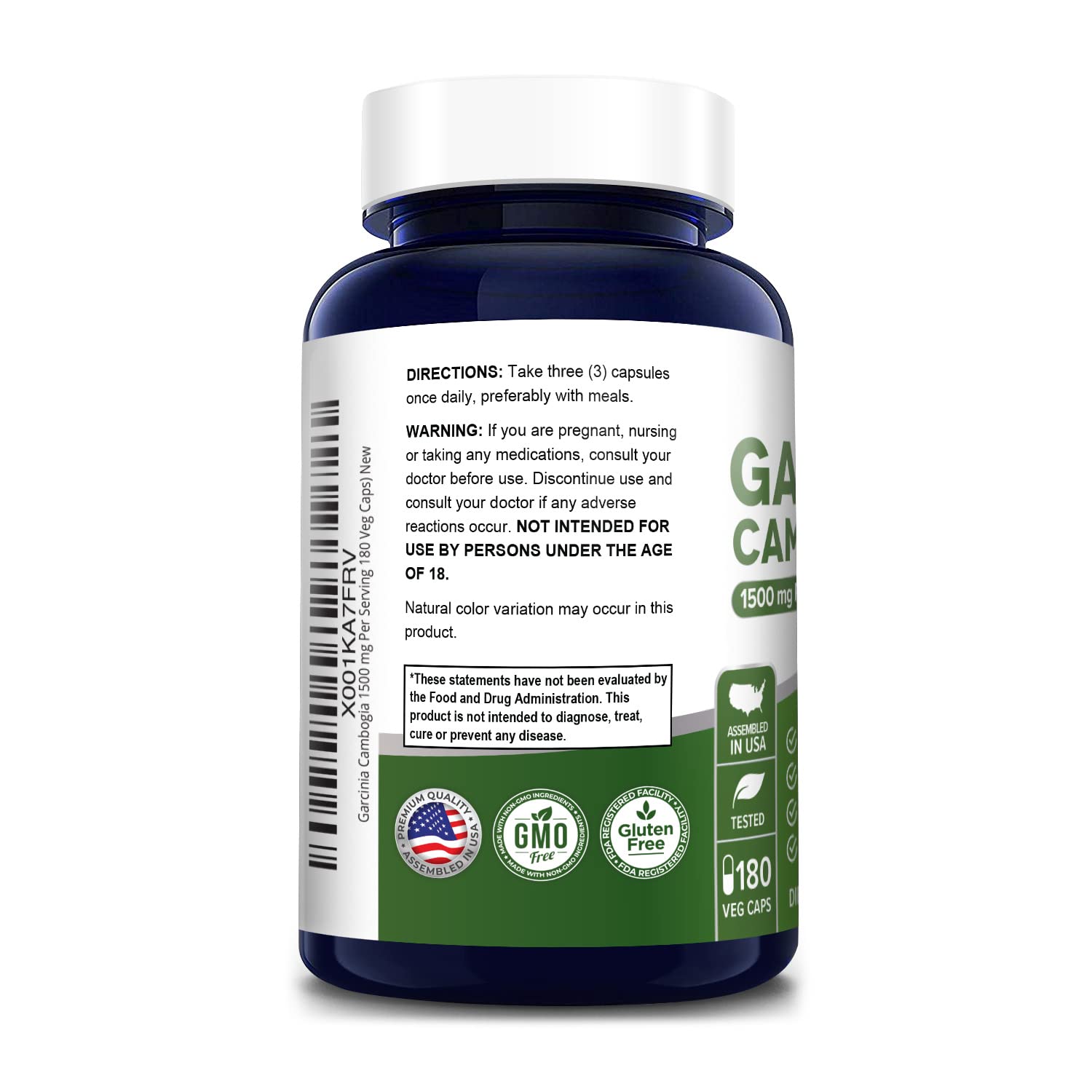 Garcinia Cambogia 180 Veggie Caps 1500mg (Vegetarian, Natural, Non-GMO & Gluten Free) NusaPure buy supplements canada