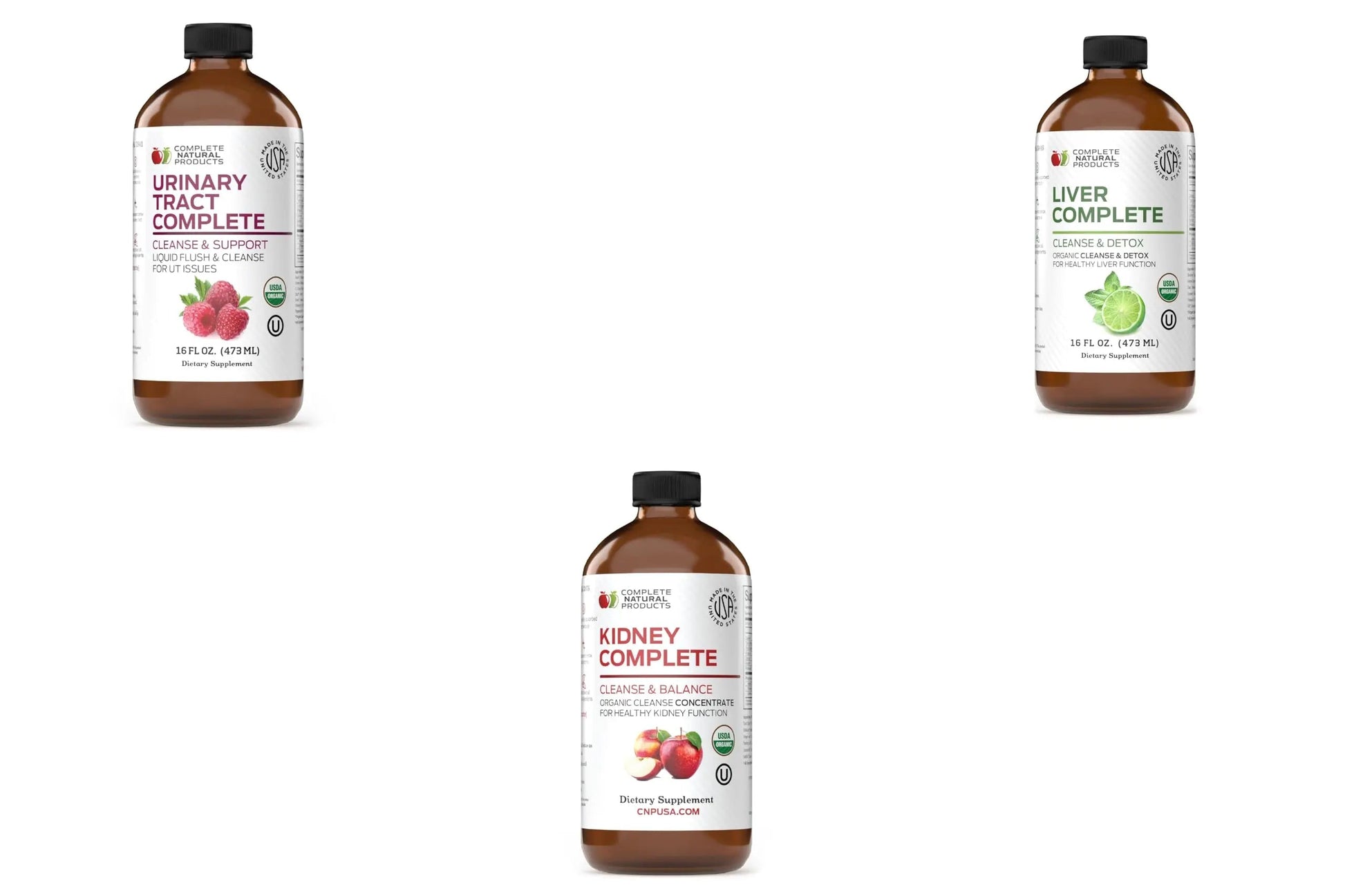 Complete Natural Urinary Tract Complete 12oz, Liver Complete 16oz, Kidney Complete 12oz Bundle Complete Natural Products buy supplements canada
