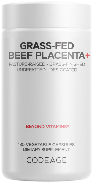 Codeage Grass-Fed Beef Placenta Supplement - Bovine Placenta – Pasture-Raised, Grass-Finished, Undefated, Desiccated - Non-GMO - 180 Capsule Codeage buy supplements canada