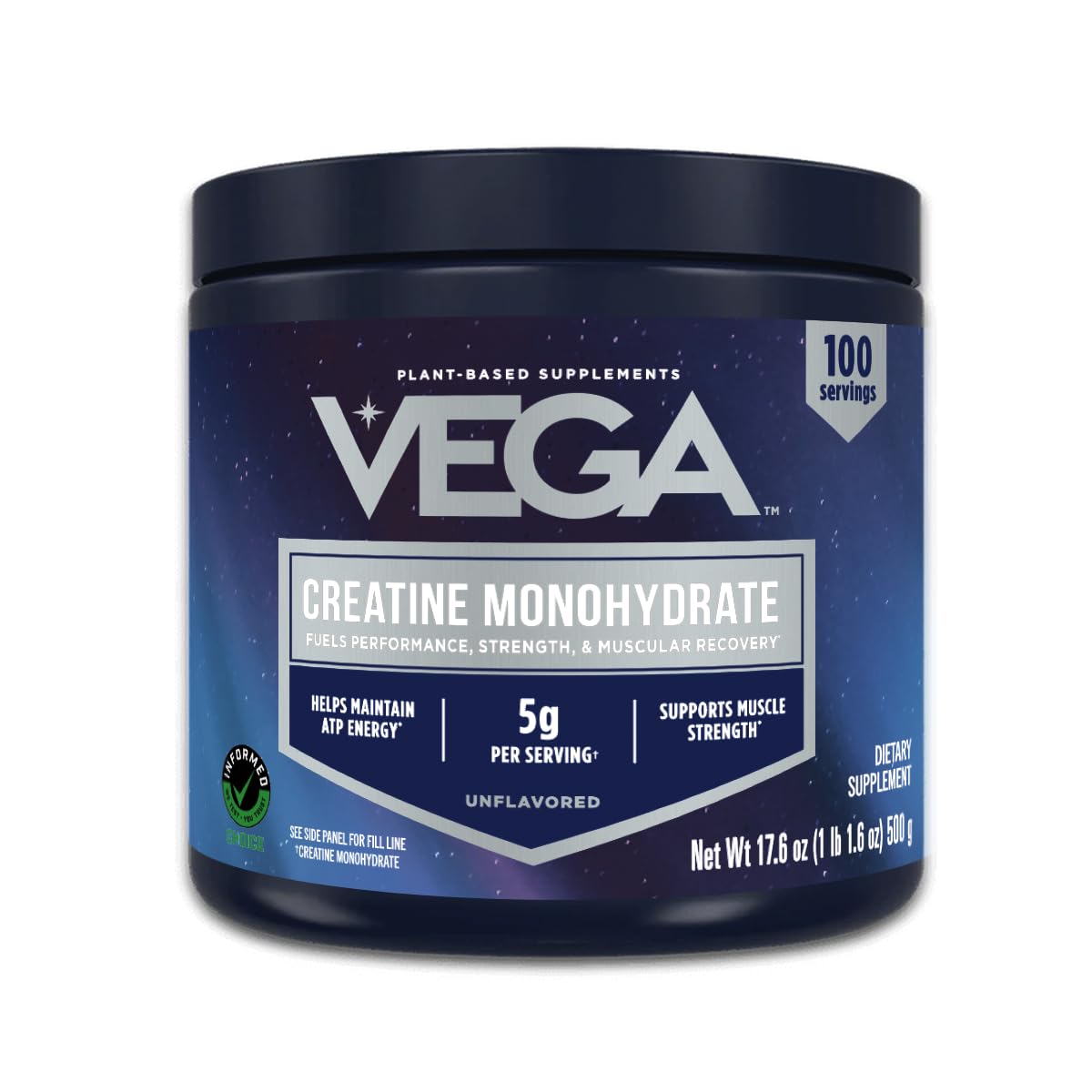 Vega Creatine Monohydrate Micronized Powder, Pure Unflavored, 100 Servings, 5000mg Per Serving, 17.6 oz Vega buy supplements canada