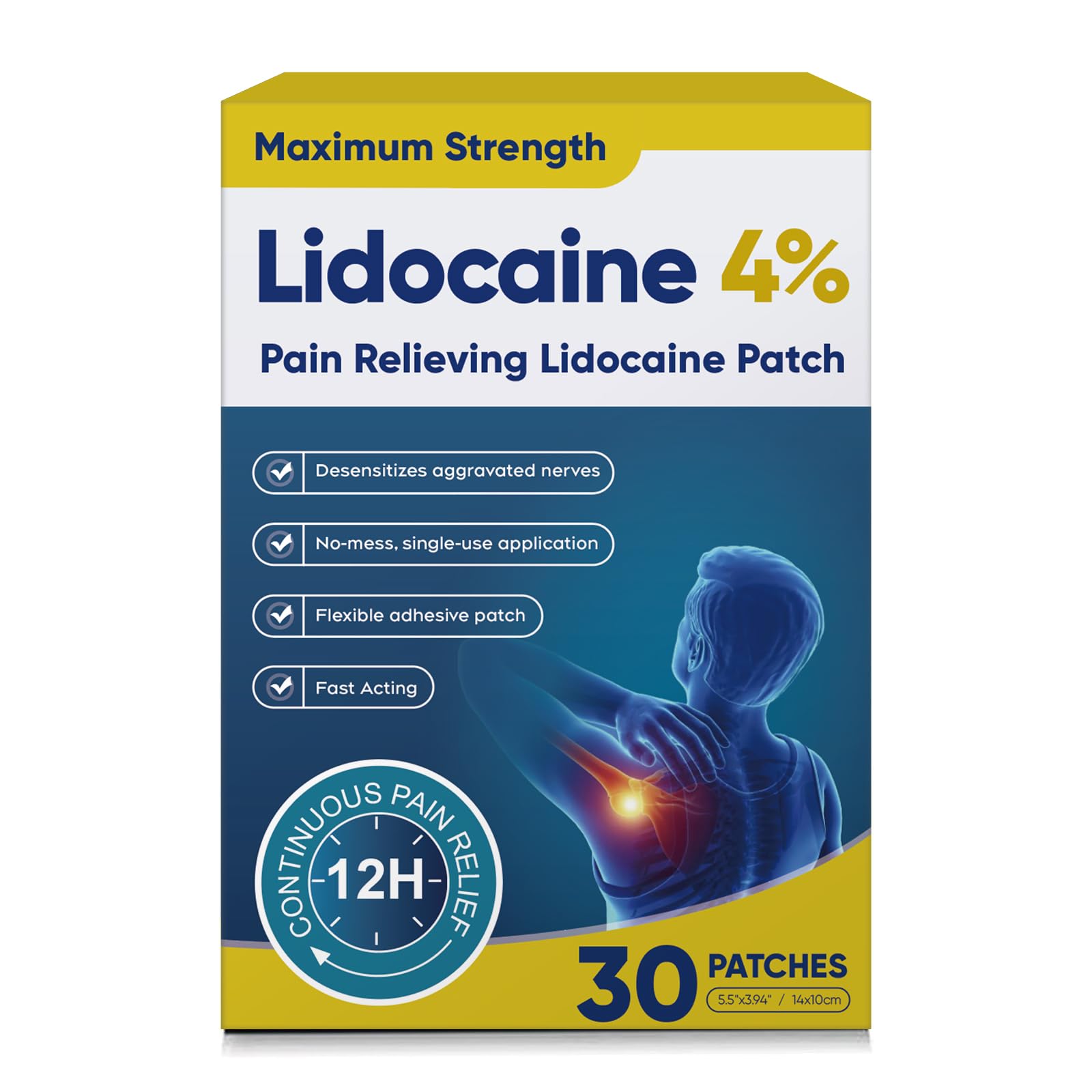 YOAPA Teemofe 4% Lidocaine Patches, Maximum Strength Pain Relieving Patch for Back, Neck, Shoulder, Knee and Muscle Soreness - 12 Hour Efficient Relief-009 YOAPA buy supplements canada