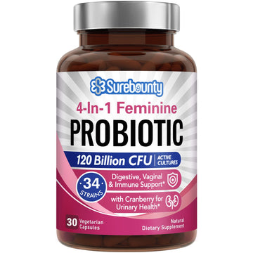 Surebounty Probiotics for Women, 120 Billion CFU 34 Strains, Prebiotics + Digestive Enzymes Surebounty buy supplements canada