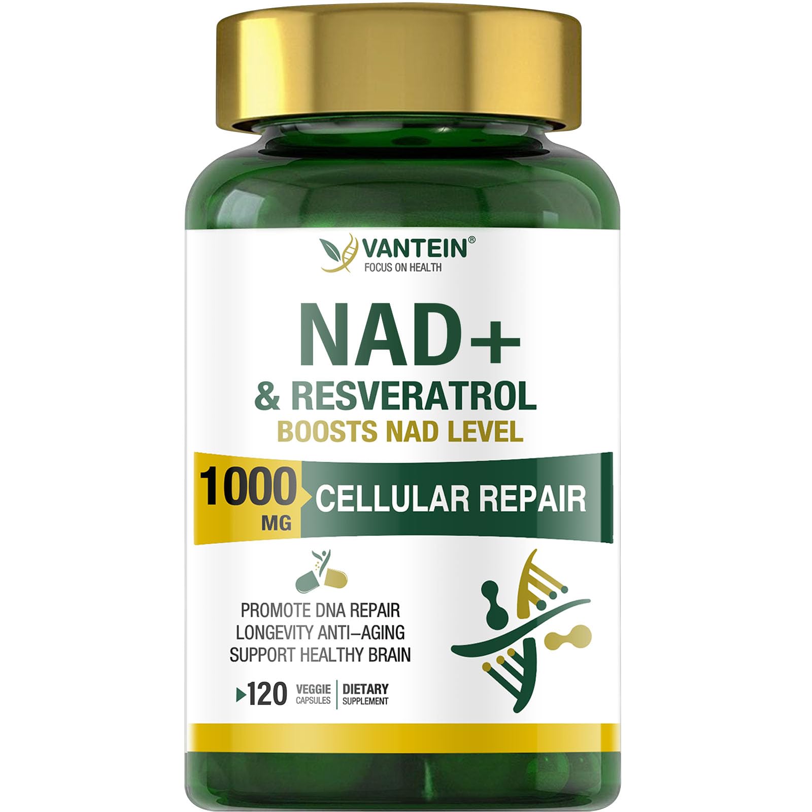 TEATTY NAD+ & Resveratrol Supplement - NMN Alternative with 120 Capsules, Anti-Aging Cellular Support, Energy & Longevity Booster, DNA Repair Formula TEATTY buy supplements canada